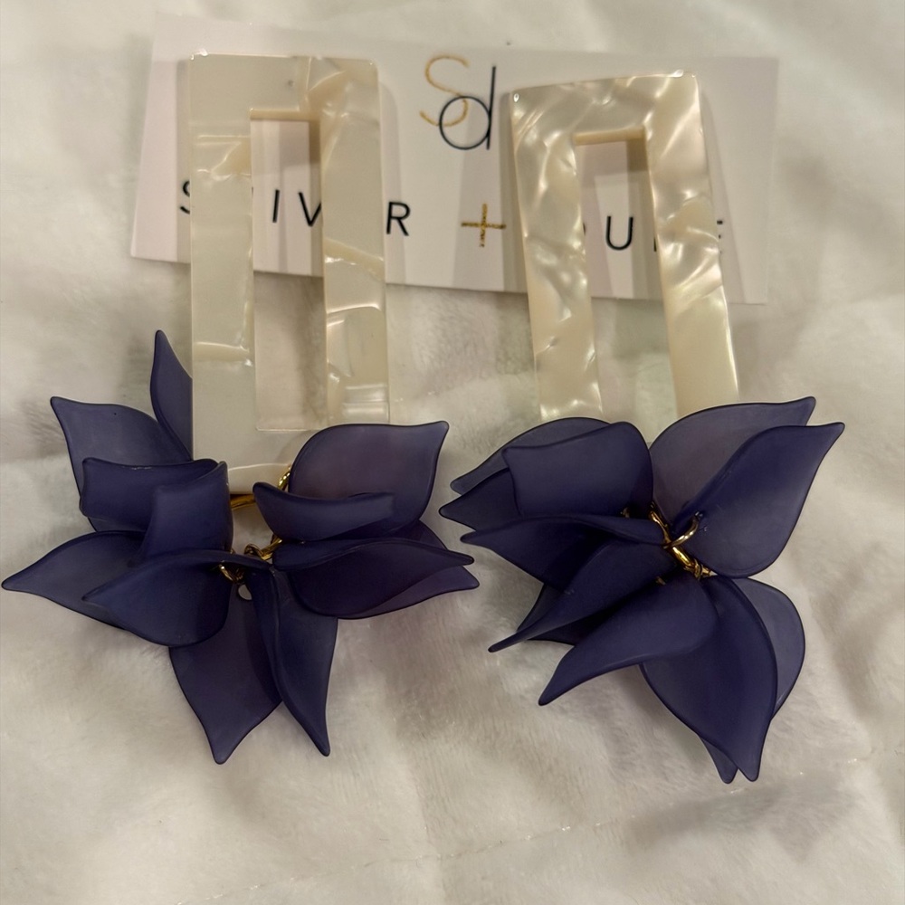 Elegant Blue Floral Earrings